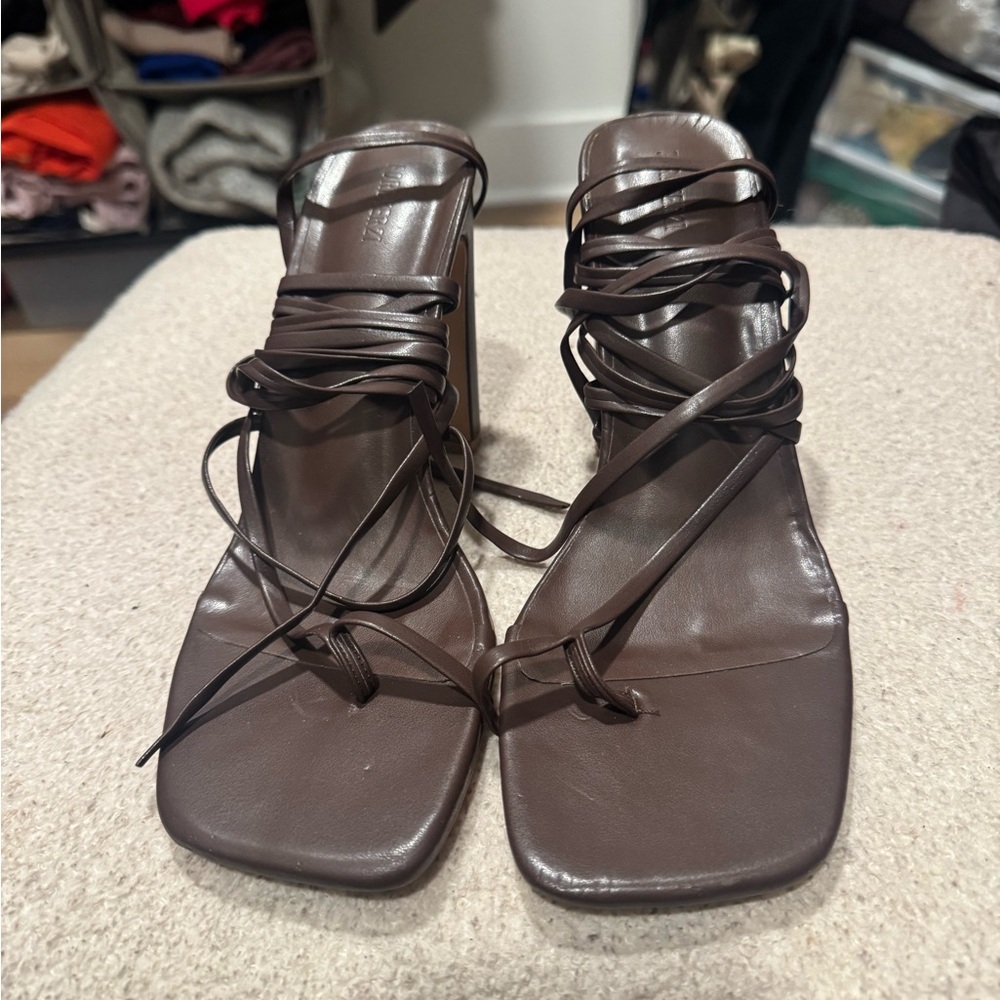 Forever 21 Dark Brown Strappy Heels